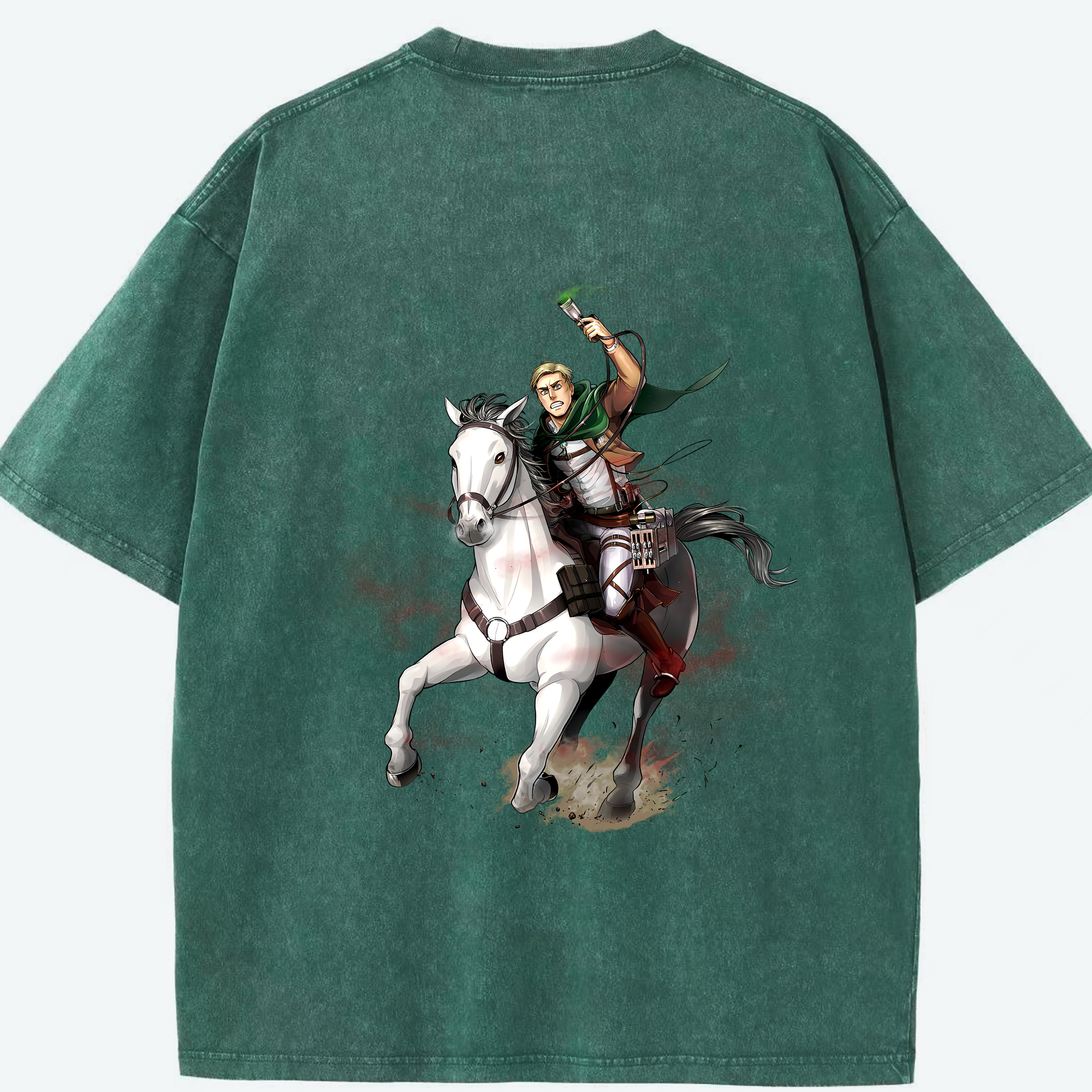 （画像用） 進撃の巨人 エルヴィン・スミス Attack on Titan Erwin Smith 綿100% ヴィンテージ風 半袖Tシャツ（背面プリント）